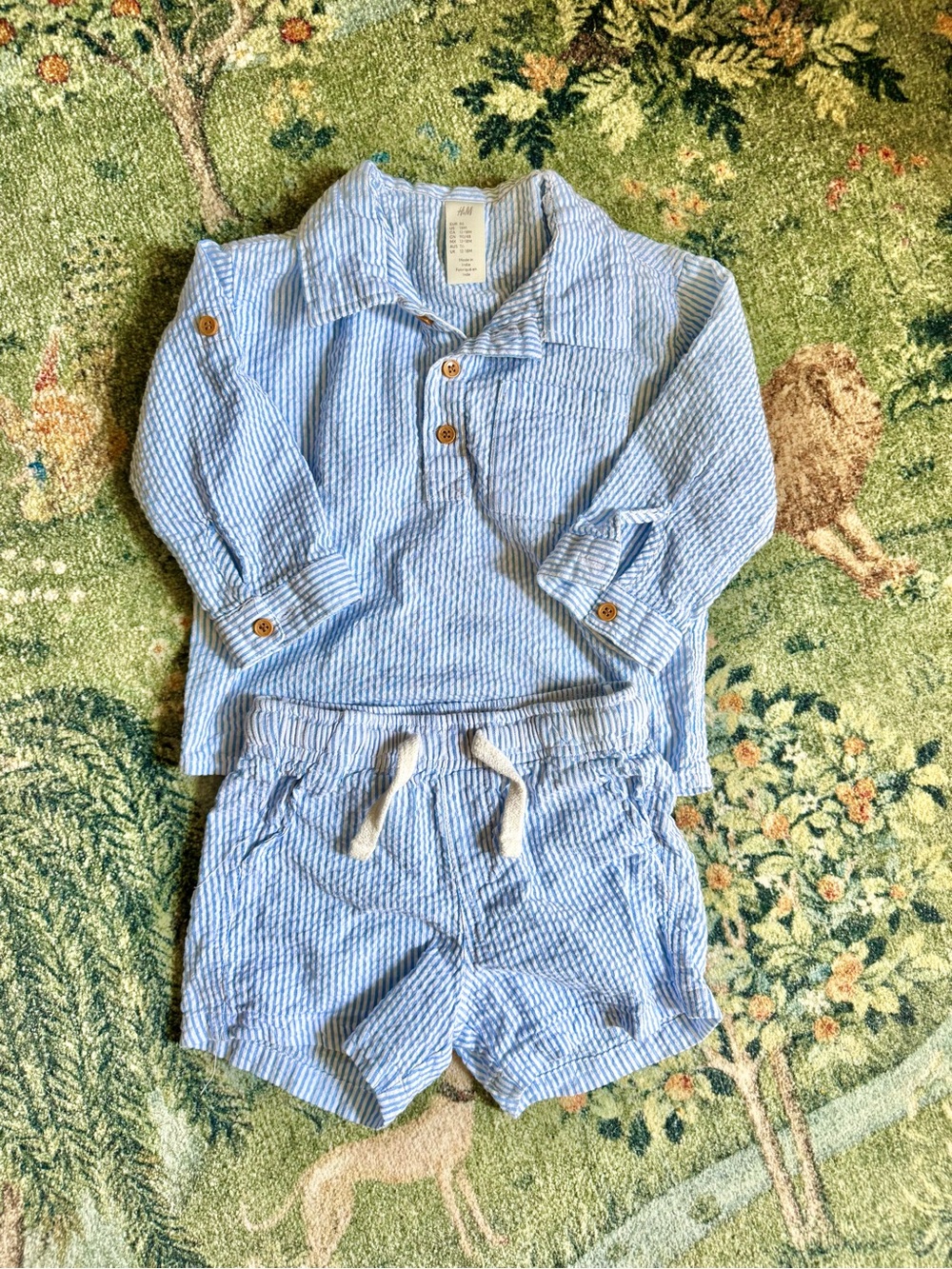 H&M Baby Seersucker striped Shirt & Short Set